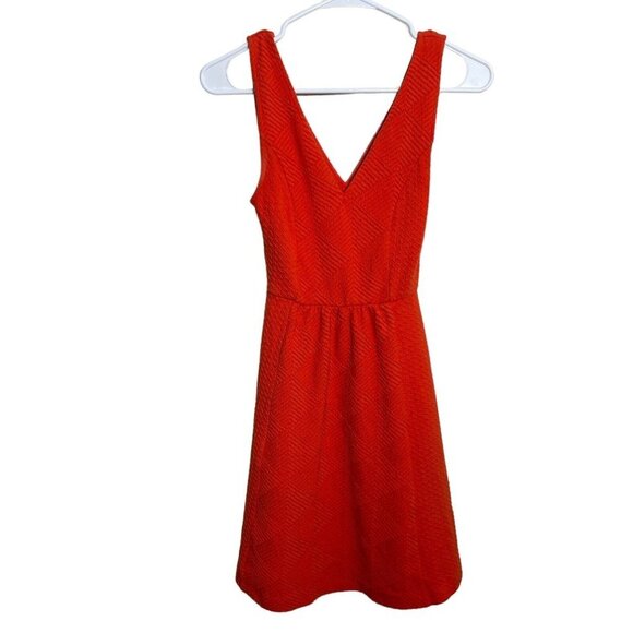 Maeve Dress Women's 0 Red Orange Textured Sleeveless Mini Short V-Neck - Picture 1 of 9